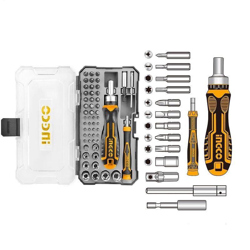 INGCO INGCO 55 Pcs Screwdriver Bits Set Precision Screwdriver Set with Ratchet Wrench and Bits Magnetic Driver Kit Professional Electronics Repair Tool Kit for Repair Computer PC Laptop iPhone  - Image 1