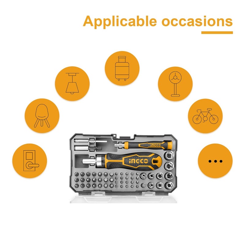INGCO INGCO 55 Pcs Screwdriver Bits Set Precision Screwdriver Set with Ratchet Wrench and Bits Magnetic Driver Kit Professional Electronics Repair Tool Kit for Repair Computer PC Laptop iPhone  - Image 4