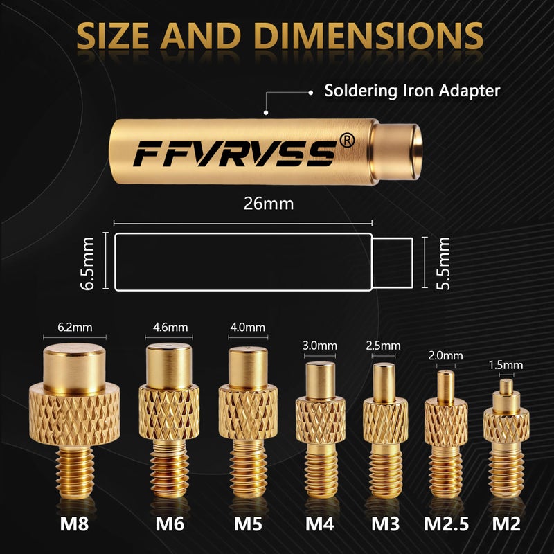 FFVRVSS 7X Soldering Tips/Heat Set Insert Tips - for Thread Inserts M2, M2.5, M3, M4, M5, M6, M8 Soldering Iron Adapter, Compatible with 900M/T18/FX-888D More Affordable Plastic 3D Printer Components Tool Kit - Image 2