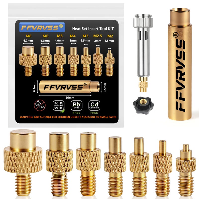 FFVRVSS 7X Soldering Tips/Heat Set Insert Tips - for Thread Inserts M2, M2.5, M3, M4, M5, M6, M8 Soldering Iron Adapter, Compatible with 900M/T18/FX-888D More Affordable Plastic 3D Printer Components Tool Kit - Image 1