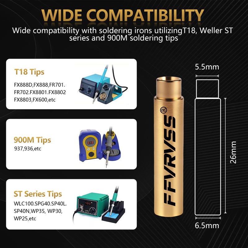 FFVRVSS 7X Soldering Tips/Heat Set Insert Tips - for Thread Inserts M2, M2.5, M3, M4, M5, M6, M8 Soldering Iron Adapter, Compatible with 900M/T18/FX-888D More Affordable Plastic 3D Printer Components Tool Kit - Image 4