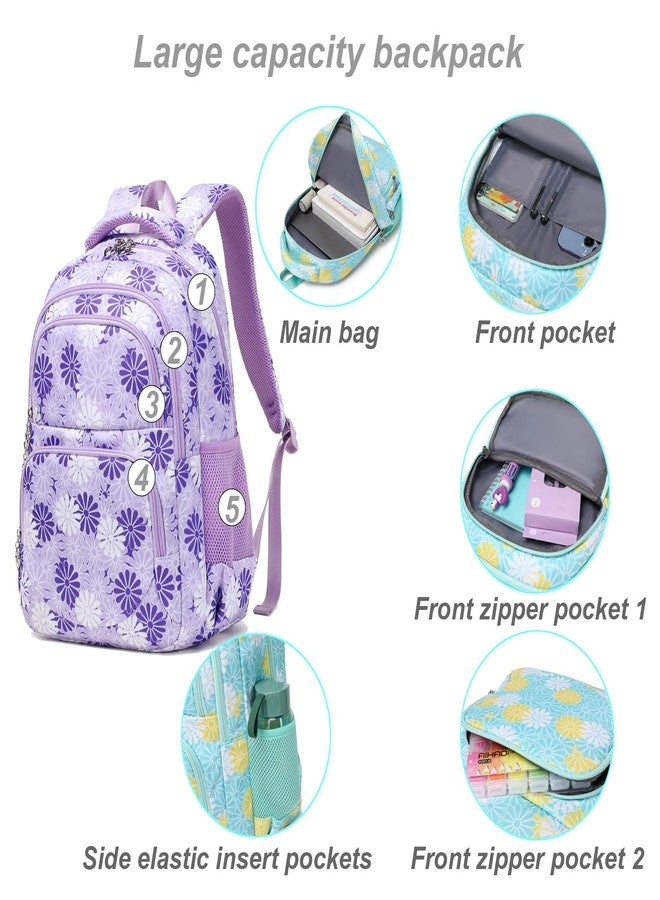 ZHIERNA School Backpack Girls Teenager School Backpack Women's School Bag Kids School Bag with Lunch Bag Pen Bag Set for Teenager Girls Primary School - Image 3