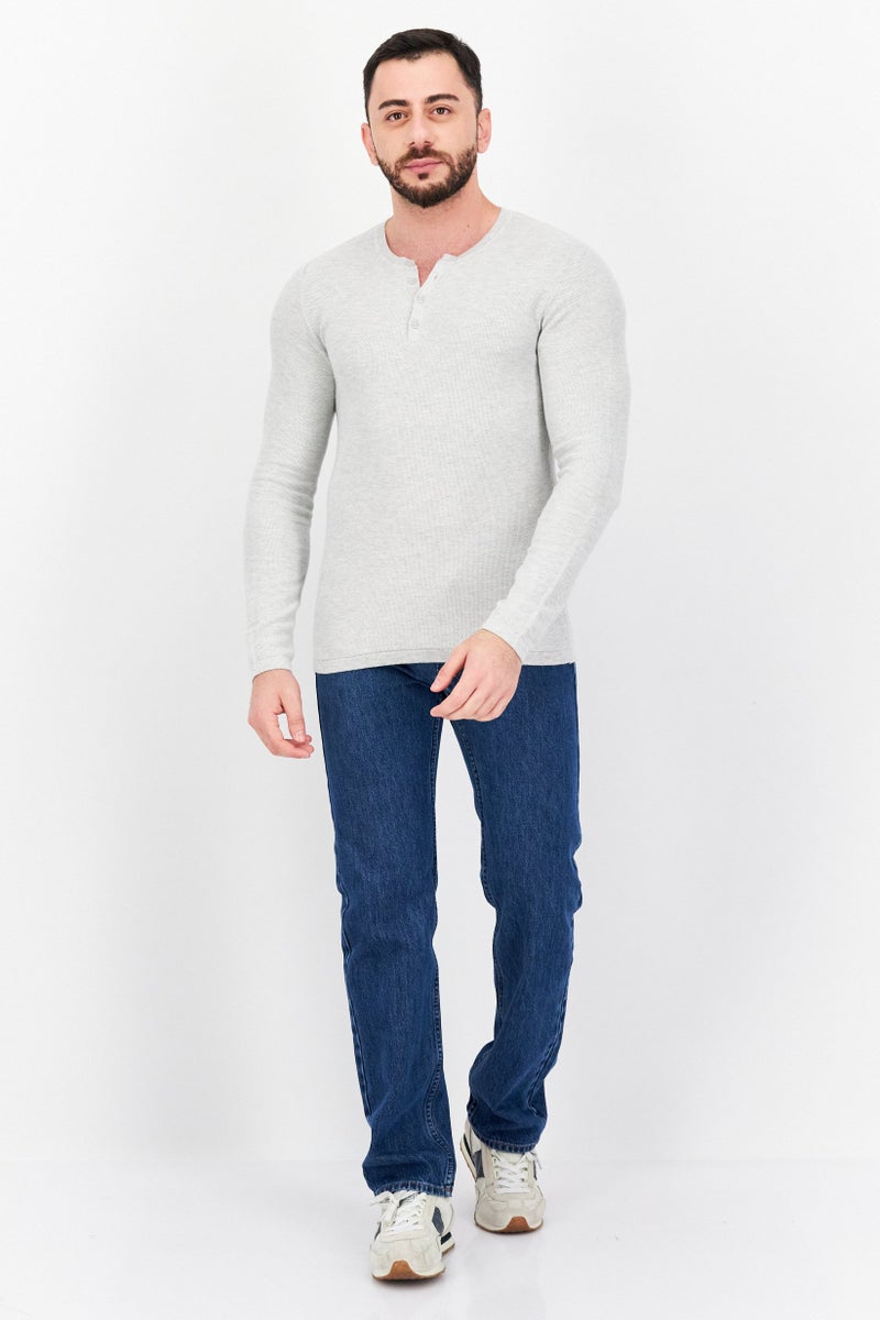 Celio Men Crew Neck Long Sleeve Knitted Sweater, Grey - Image 3
