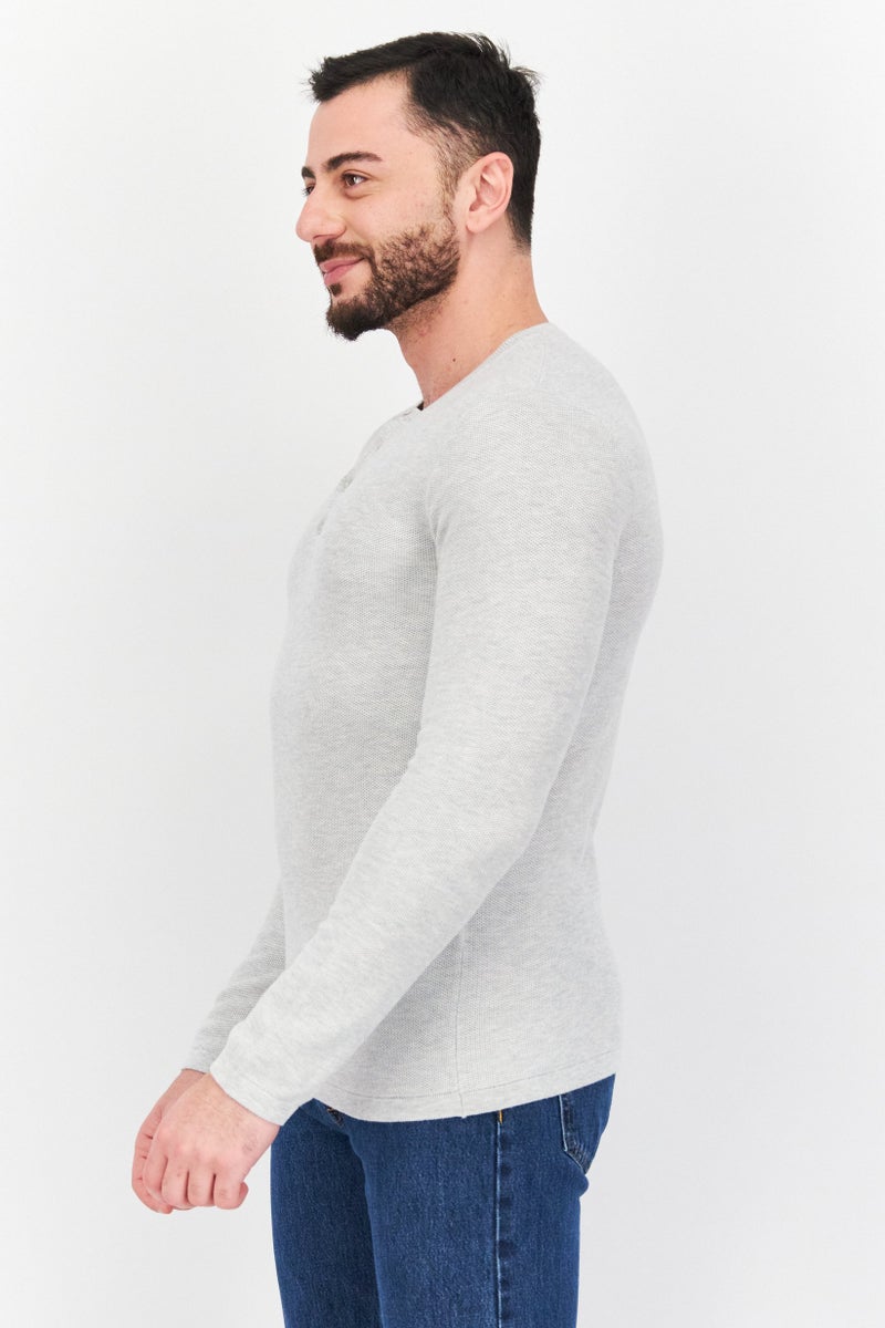 Celio Men Crew Neck Long Sleeve Knitted Sweater, Grey - Image 2
