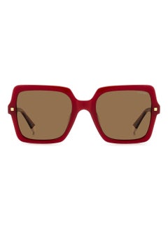 Polaroid Women's Polarized Square Shape Acetate Sunglasses PLD 4165/S/X GOLD 50 - Lens Size: 49.7 Mm - Burgundy  - Image 3