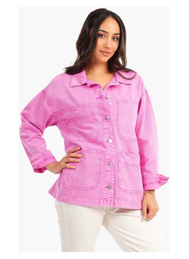 Denim Shirt With 4 Patched Pockets