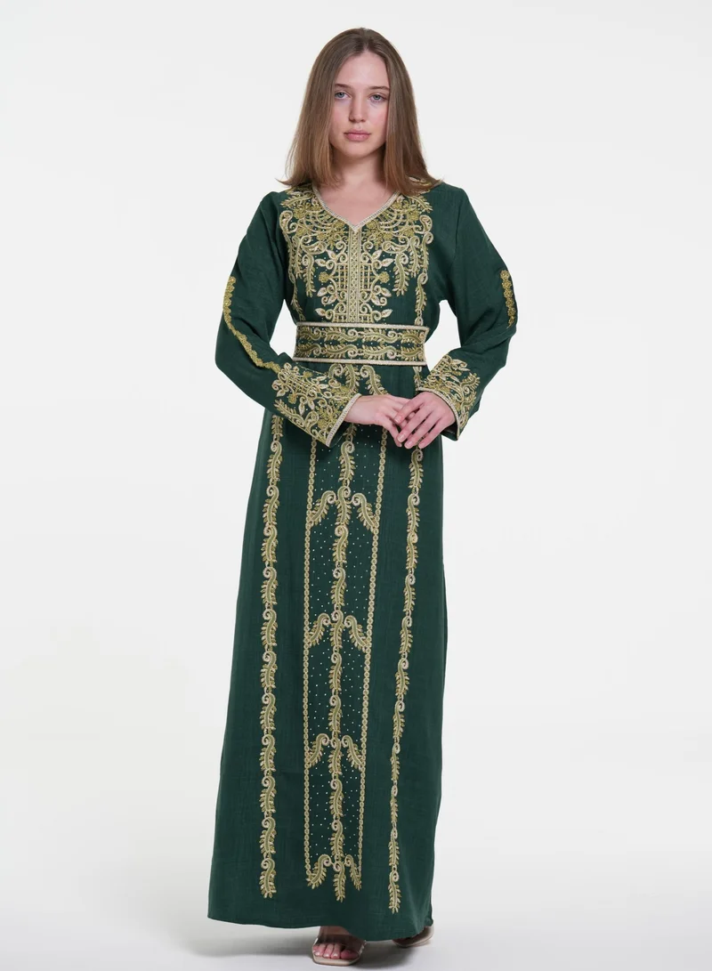 AL BENT AL SHARQIEH v neck jalabiya dress