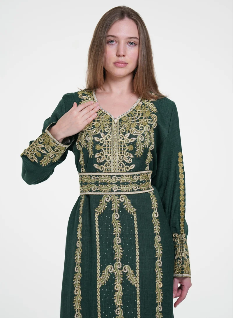 AL BENT AL SHARQIEH v neck jalabiya dress