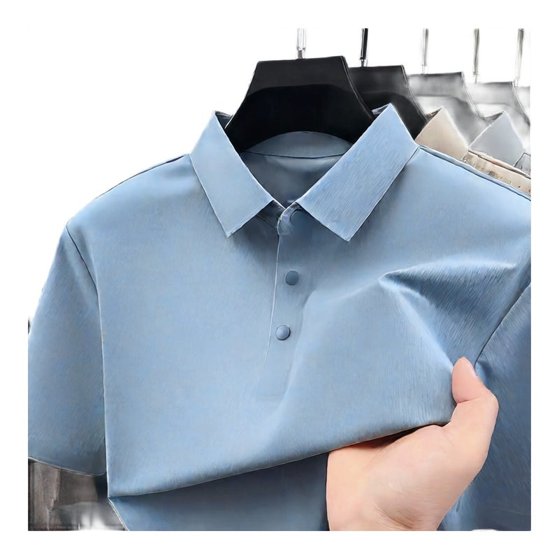 Men's Summer Business Casual Quick-Dry Wrinkle-Resistant Short Sleeve Polo Shirt - Image 1
