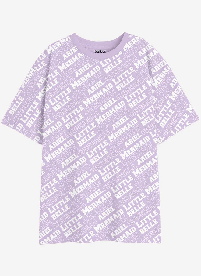 بونكيدز BONKIDS Girls Typography Printed Drop-Shoulder Sleeves Cotton Oversized T-shirt