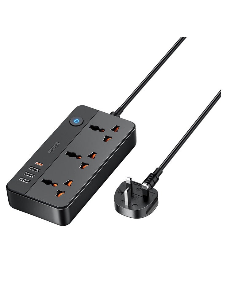 ريماكس مشترك كهرباء، منافذ تيار متردد وشحن سريع، سلك تمديد عالمي للسفر مع منافذ، حماية من التحميل الزائد، كابل، للمنزل والمكتب - Image 1