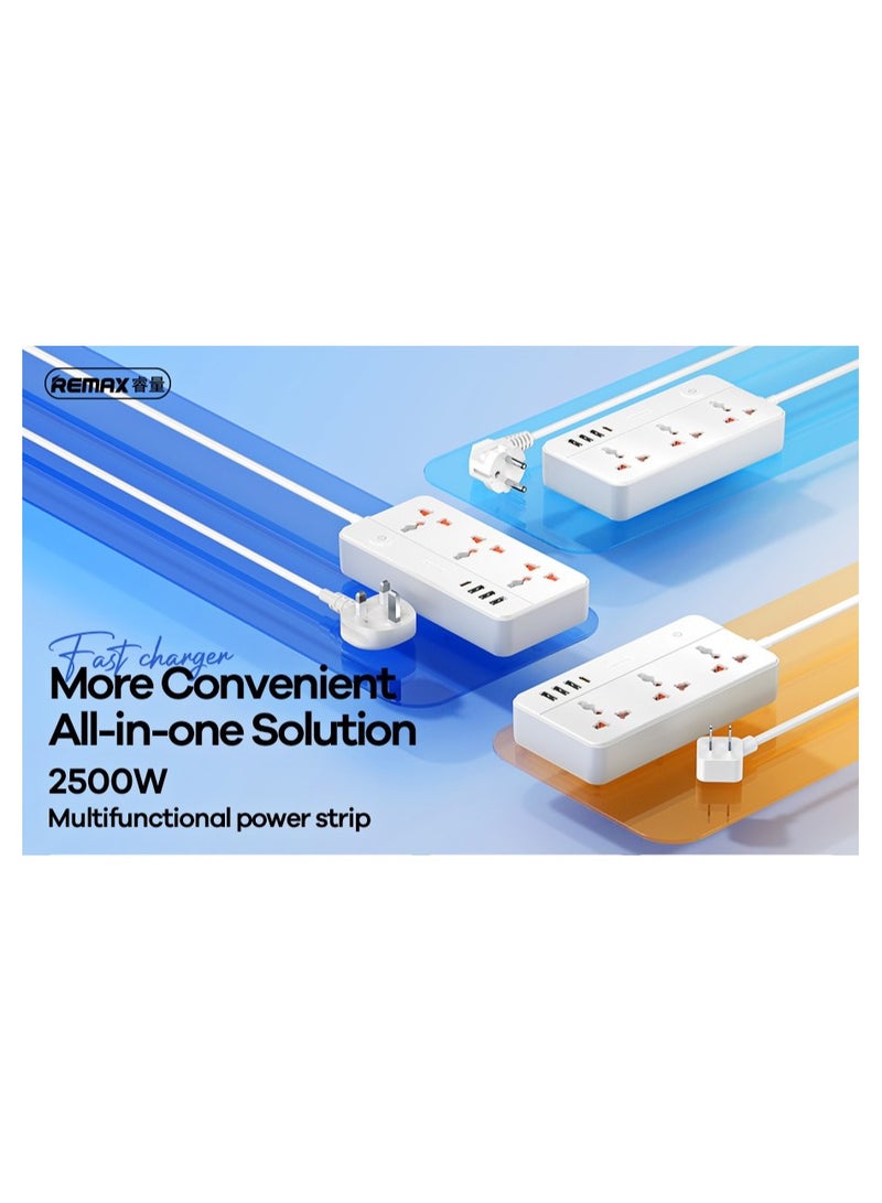 ريماكس مشترك كهرباء، منافذ تيار متردد وشحن سريع، سلك تمديد عالمي للسفر مع منافذ، حماية من التحميل الزائد، كابل، للمنزل والمكتب - Image 3