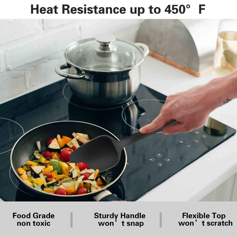 TeamFar TeamFar Silicone Spatula  7 PCS Rubber Spatulas Heat Resistant Kitchen Utensils Set for Baking Cooking Mixing  Fit Nonstick Cookware  Healthy & Non Toxic  Sturdy & One Piece  Dishwasher Safe - Black - Image 2