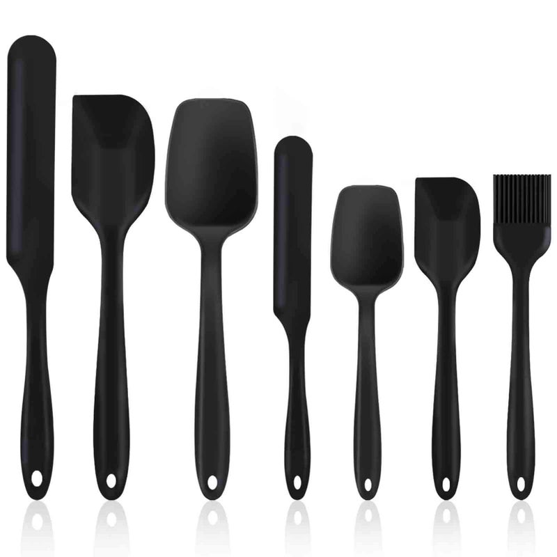 TeamFar TeamFar Silicone Spatula  7 PCS Rubber Spatulas Heat Resistant Kitchen Utensils Set for Baking Cooking Mixing  Fit Nonstick Cookware  Healthy & Non Toxic  Sturdy & One Piece  Dishwasher Safe - Black - Image 1
