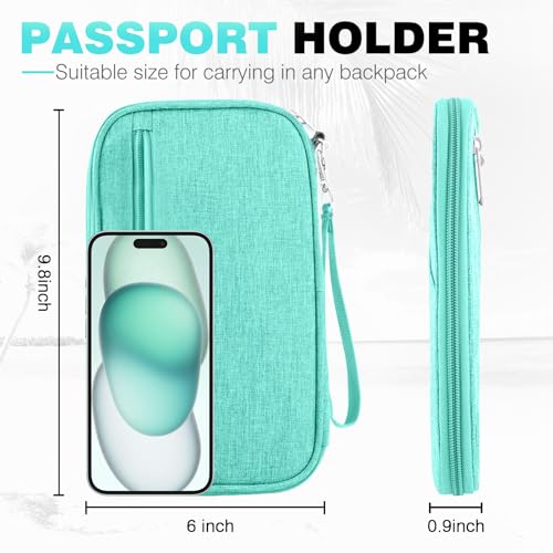 HOHOM Passport Holder Family RFID Travel Document Organizer for Women Waterproof Passport Wallet Men Portable Case for Cards Boarding Pass ID Money Tickets with Zipper - Image 3