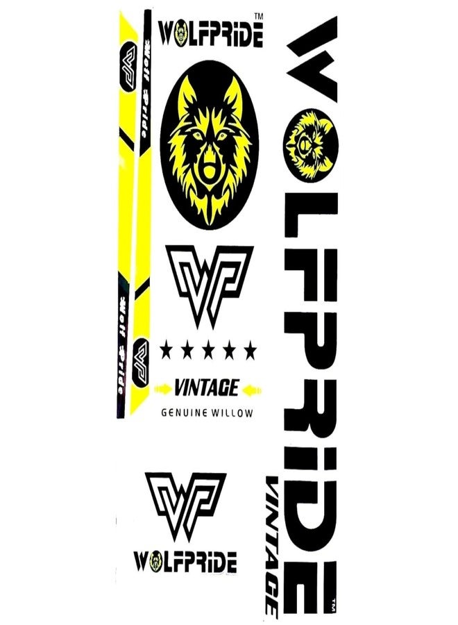 Wolf Pride Vinyl Cricket Bat Sticker (Vintage Cricket Bat Sticket, Yellow)