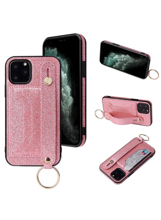 اس-توب جراب لهاتف iPhone 11 Pro Max مصنوع من مادة البولي يوريثان الحراري والبولي يوريثان اللامع، جراب واقٍ مقاوم للصدمات مع حامل وفتحات للبطاقات وحزام معصم - Image 1