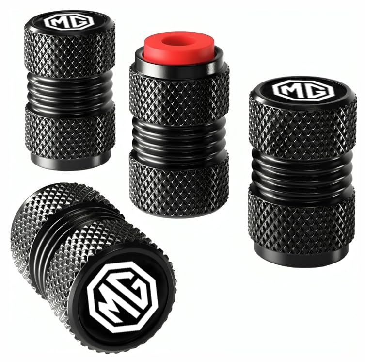 Greenworld Black Metal Car Tyre Valve Cap Stem Compatible with Hector Astor Gloster and All Model Car - Image 1