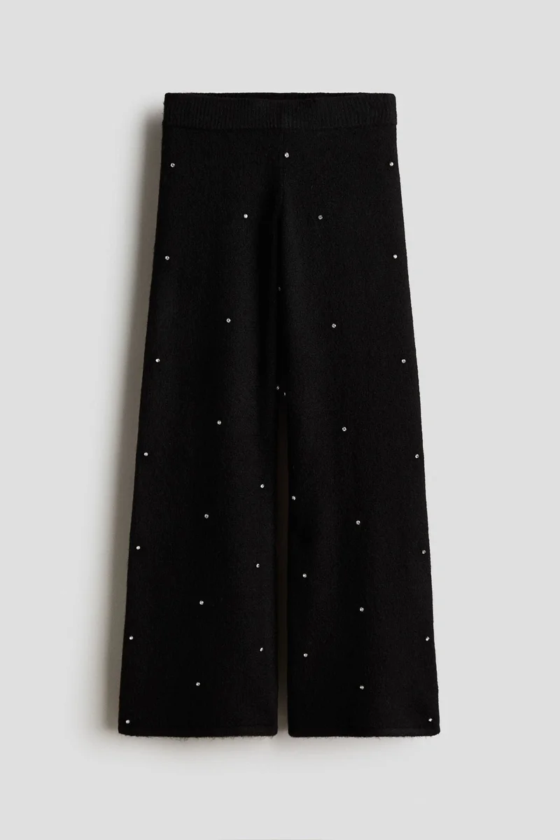 H&M Knitted rhinestone-detail trousers