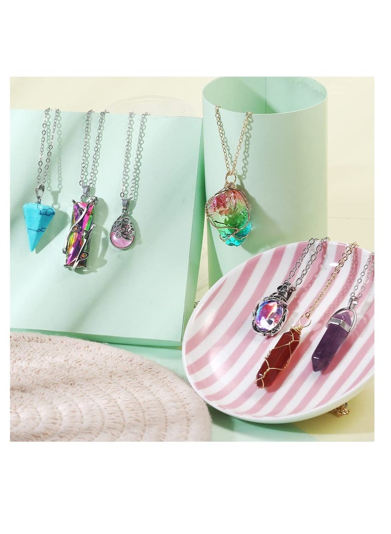 Barakah Vintage Crystal Pendant Necklaces for Women Girls Chakra Healing Carnelian Necklace Bohemian Retro Sunflower Necklace Sun and Moon Pendants 14PC - Image 4