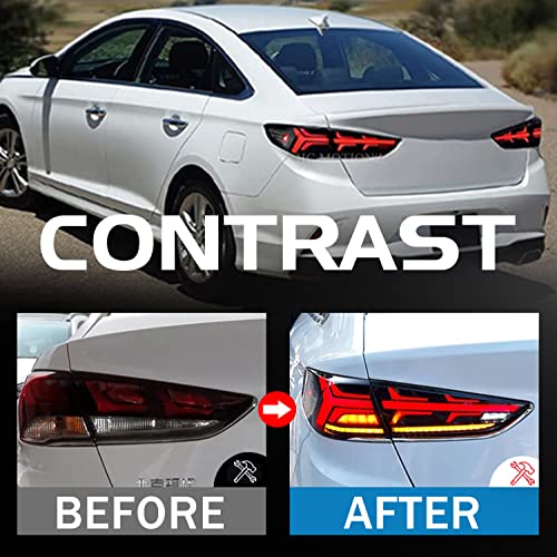 HCMOTIONZ Tail Light Assembly Fit For Hyundai Sonata 2017 2018 2019 Full LED Rear Lamp with Sequential Turn Signal Brake Light - Image 2