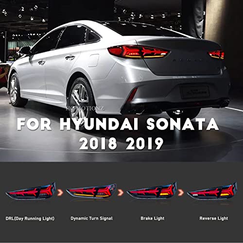 HCMOTIONZ Tail Light Assembly Fit For Hyundai Sonata 2017 2018 2019 Full LED Rear Lamp with Sequential Turn Signal Brake Light - Image 3