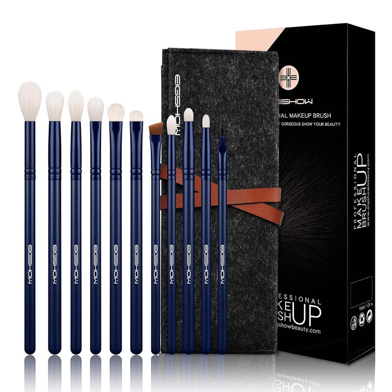 Makeup Eye Brush Set Eyeshadow Eyeliner Blending Crease Kit 11 Essential Makeup Brushes Pencil Shader Tapered Definer Professional Eyebrow Lip Make Up Tools 11pcs Set TOURMALINE BLUE
