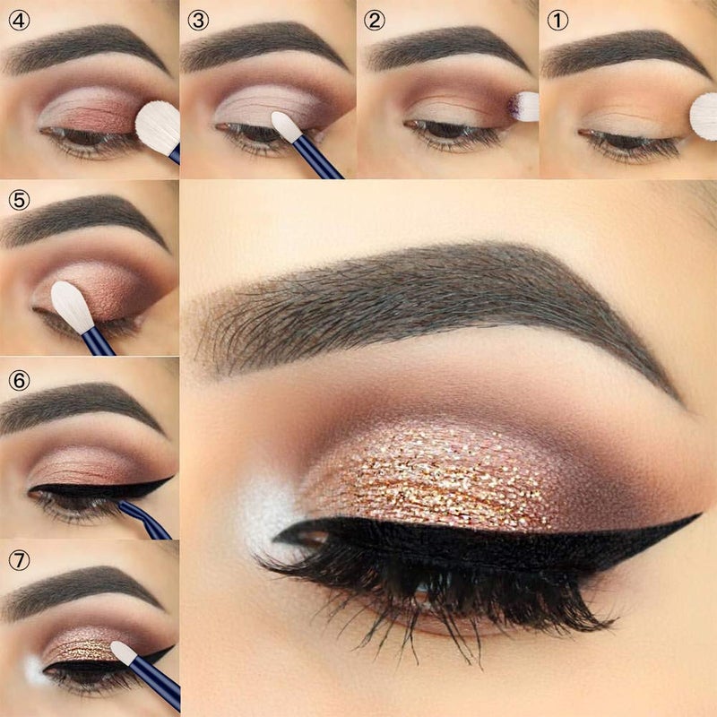 Makeup Eye Brush Set Eyeshadow Eyeliner Blending Crease Kit 11 Essential Makeup Brushes Pencil Shader Tapered Definer Professional Eyebrow Lip Make Up Tools 11pcs Set TOURMALINE BLUE