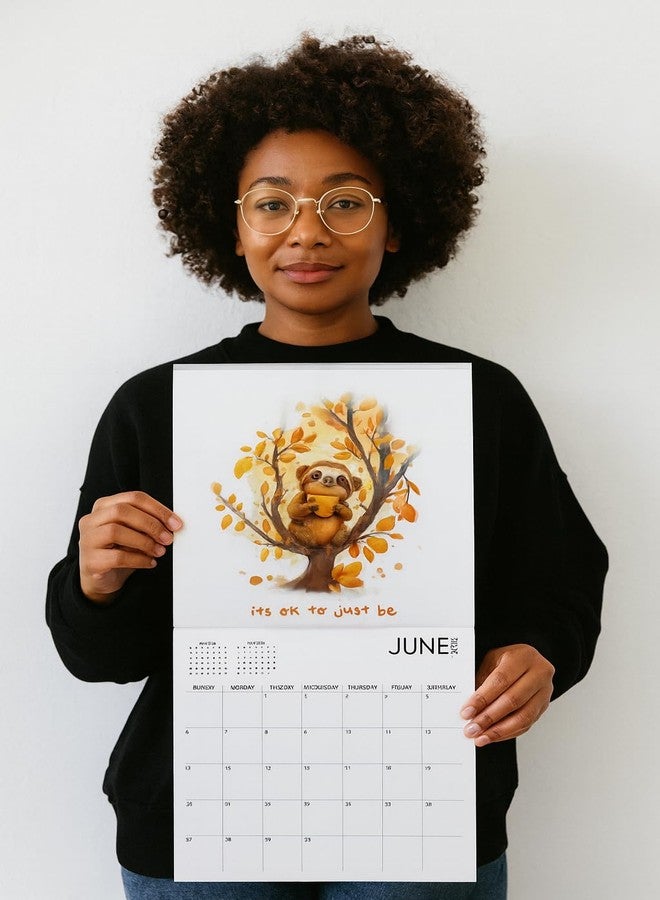 ARTICO Sloth Calendar 2026, Large 12 x 12 inch Wall Calendar, Mindfulness Wall Calendar, Inspirational Sloth Gift - Image 3