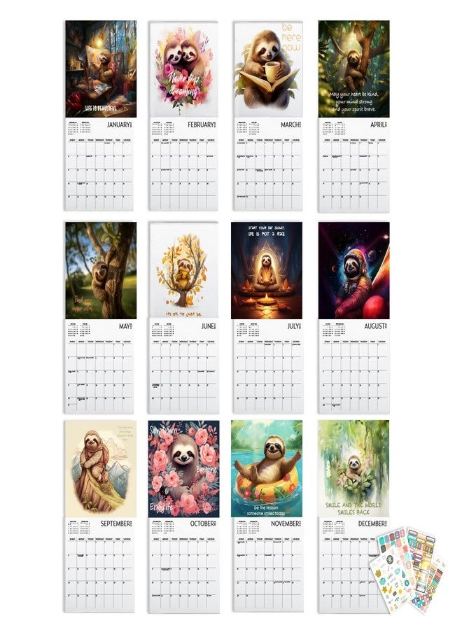ARTICO Sloth Calendar 2026, Large 12 x 12 inch Wall Calendar, Mindfulness Wall Calendar, Inspirational Sloth Gift - Image 4