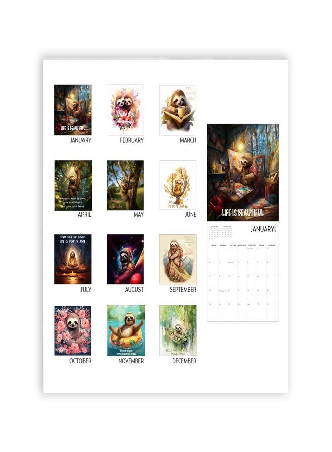 ARTICO Sloth Calendar 2026, Large 12 x 12 inch Wall Calendar, Mindfulness Wall Calendar, Inspirational Sloth Gift - Image 5