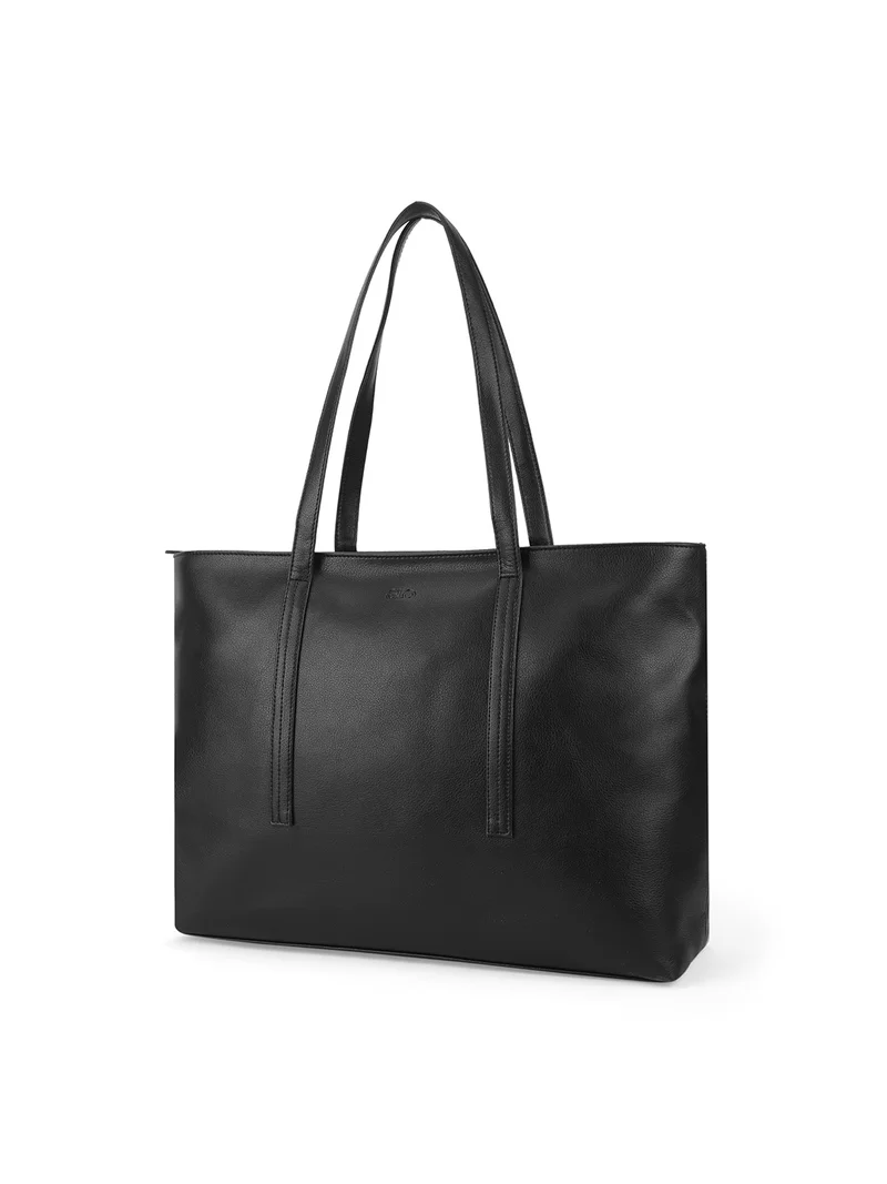 globus Globus Women Black Textured Double Handle Workwear Tote Bag