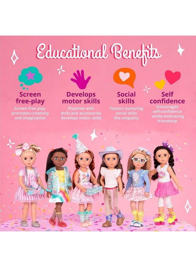 Glitter Girls 14 Inch Doll Clothes 7Pcs School Outfit Colorful Skirt & Accessories Rainbow Backpack & Glasses 3 Years + A+ Fashion - Image 5