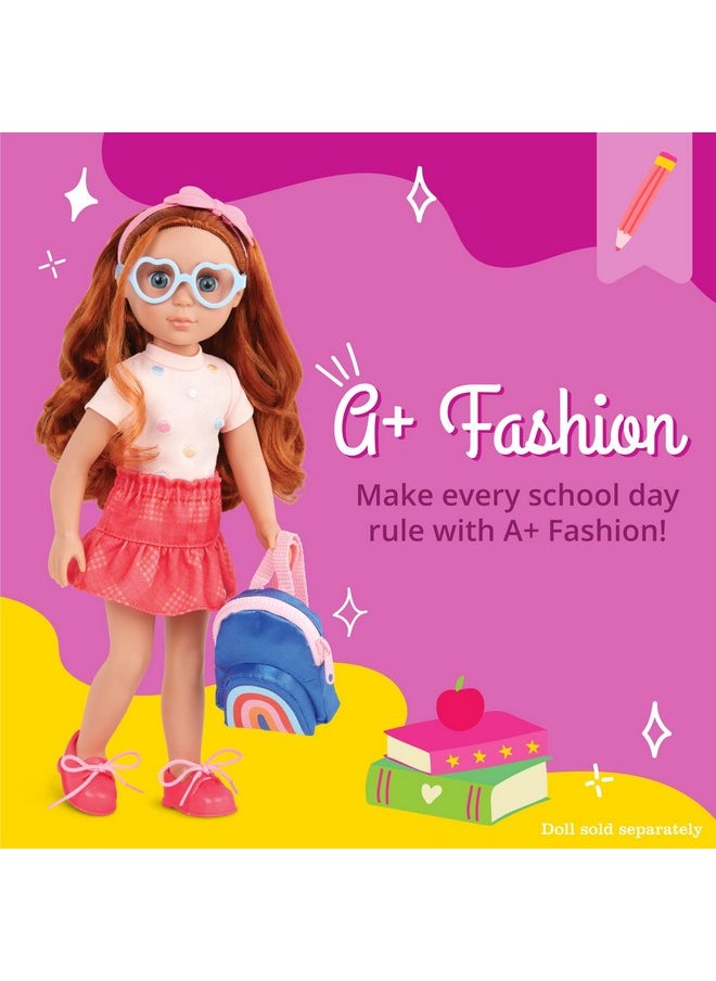 14 Inch Doll Clothes 7Pcs School Outfit Colorful Skirt & Accessories Rainbow Backpack & Glasses 3 Years + A+ Fashion - pzsku/Z8E93F9C9B6DB71FDD396Z/45/_/1724129943/bdbdf2d0-bd64-47af-a16a-bd7d8eea7f68