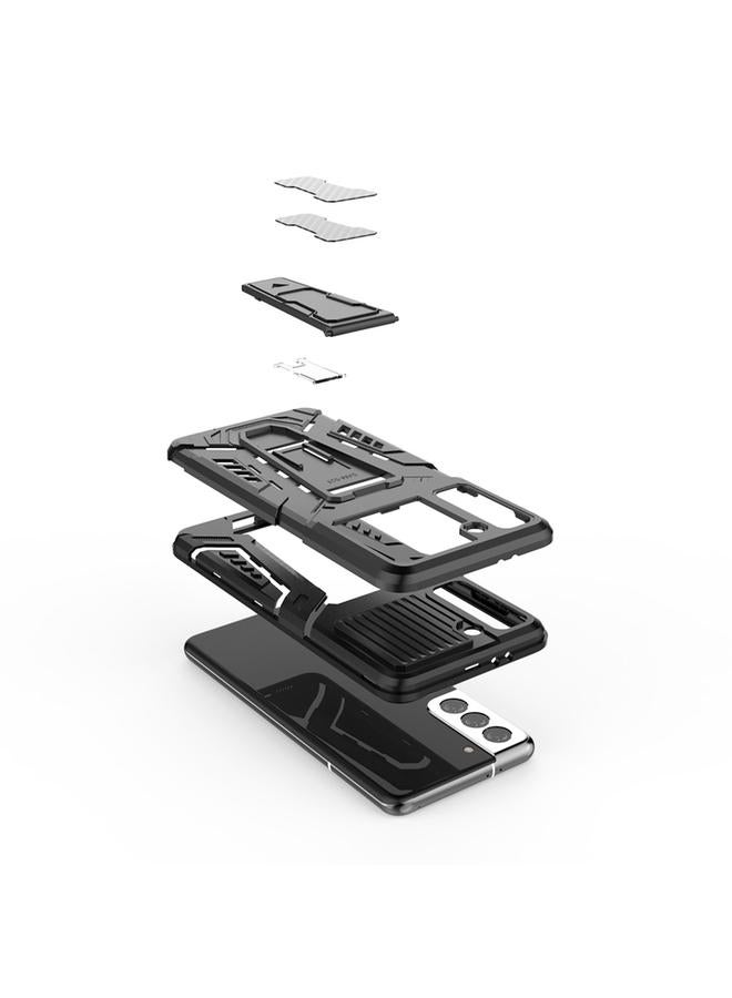 S-TOP Case For Samsung Galaxy S21 5G War Chariot Series Armor All-inclusive Shockproof PC + TPU Protective Case with Invisible Holder - Image 4