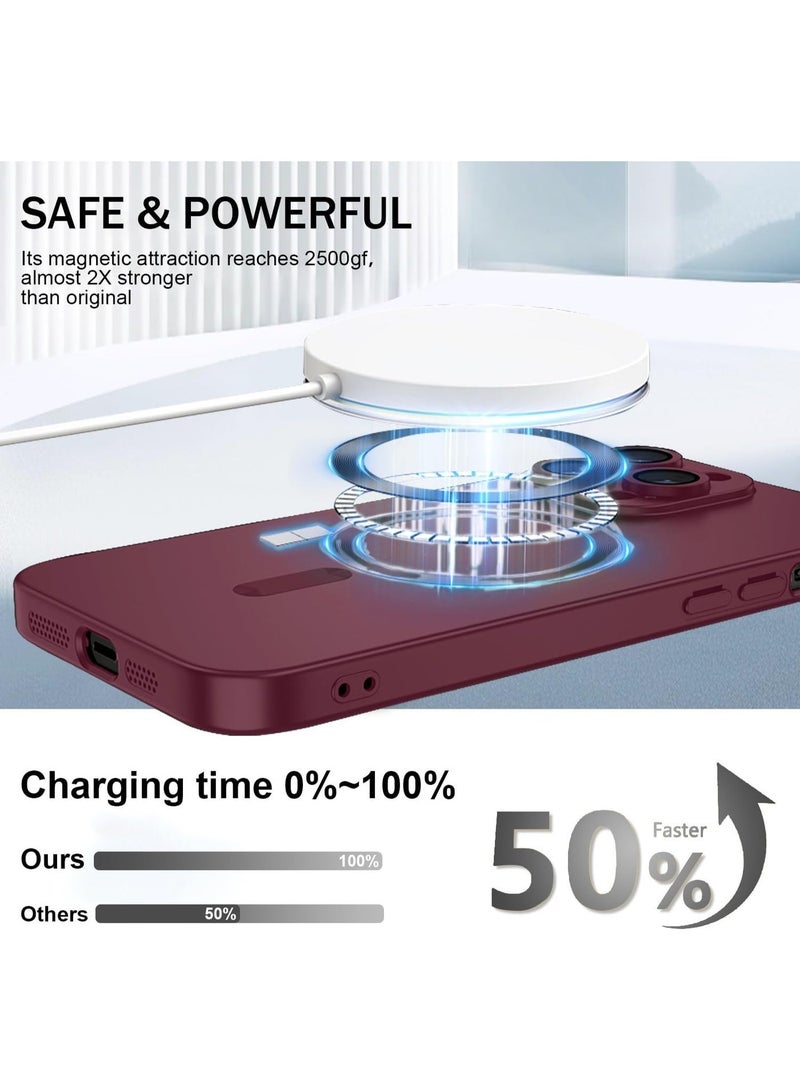 Magnetic Case for iPhone 13 Pro Max MagSafe with Camera Lens Protector,Full Protection Slim Smooth Shockproof Anti-Scratch Soft TPU Bumper Phone Case for iPhone 13 Pro Max (wine red) - Image 4