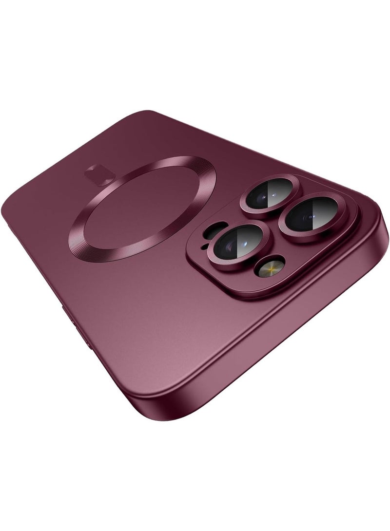 Magnetic Case for iPhone 13 Pro Max MagSafe with Camera Lens Protector,Full Protection Slim Smooth Shockproof Anti-Scratch Soft TPU Bumper Phone Case for iPhone 13 Pro Max (wine red) - Image 1