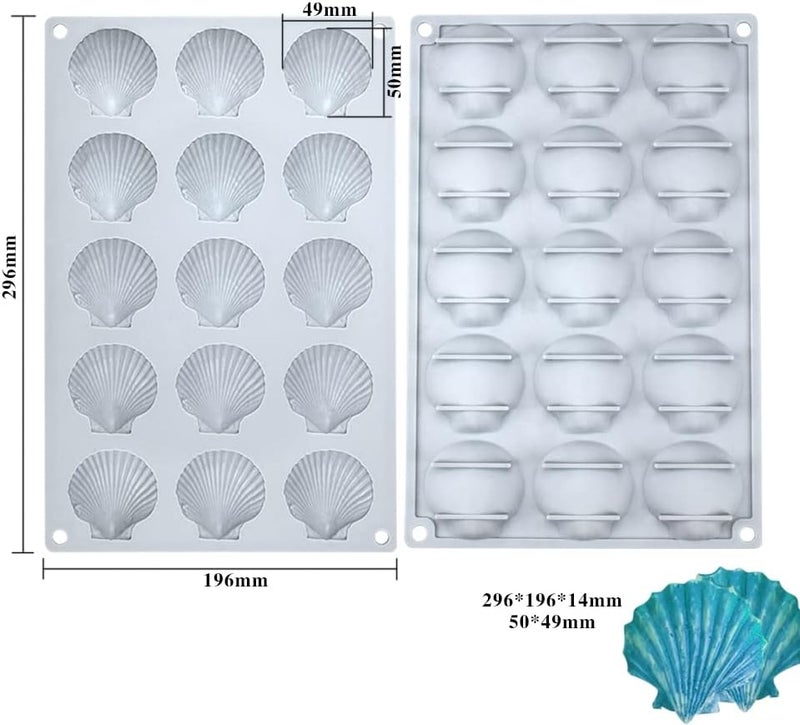mostsom Silicone Sea Shell Mold Baking Mould Ice Cube Tray Shell Shape Silicone Mold for Chocolate, Soap, Candle, Fondant Birthday Cake Decoration and Jelly (Sea Shell J) - Image 3