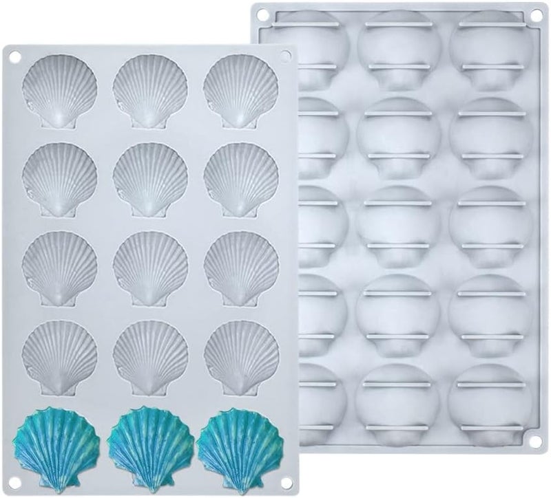 mostsom Silicone Sea Shell Mold Baking Mould Ice Cube Tray Shell Shape Silicone Mold for Chocolate, Soap, Candle, Fondant Birthday Cake Decoration and Jelly (Sea Shell J) - Image 2