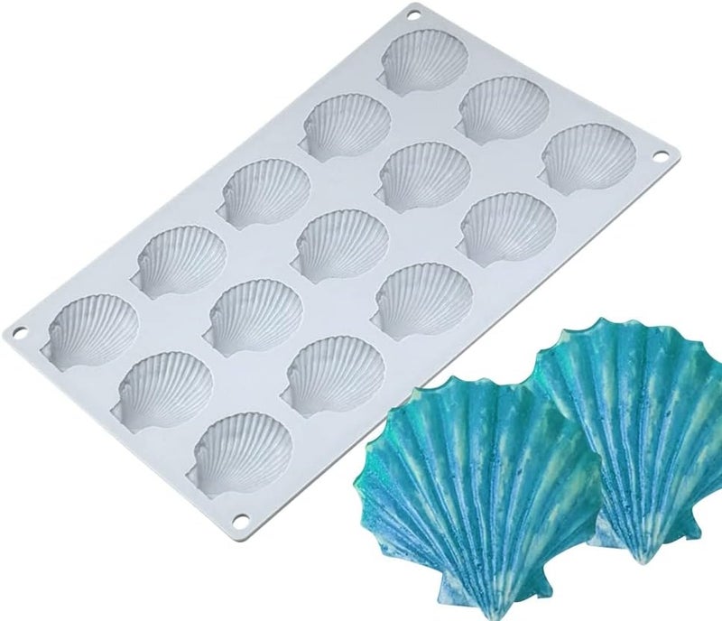 mostsom Silicone Sea Shell Mold Baking Mould Ice Cube Tray Shell Shape Silicone Mold for Chocolate, Soap, Candle, Fondant Birthday Cake Decoration and Jelly (Sea Shell J) - Image 4