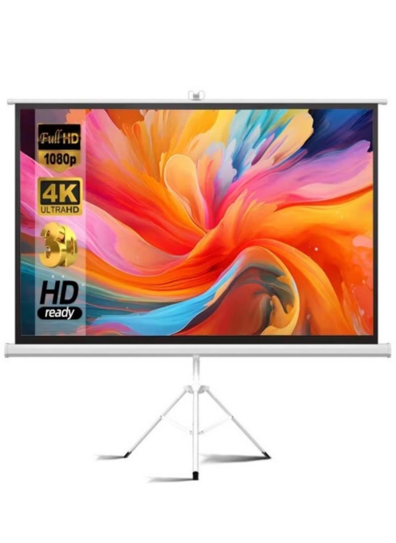 ايتي لايف شاشة بروجكتر 4K محمولة مقاس 120 بوصة 16:9 مع حامل ثلاثي القوائم - شاشة عرض بروجكتر مصنوعة من مادة الألياف الزجاجية البيضاء، للاستخدام في الأماكن الخارجية والداخلية  - Image 1