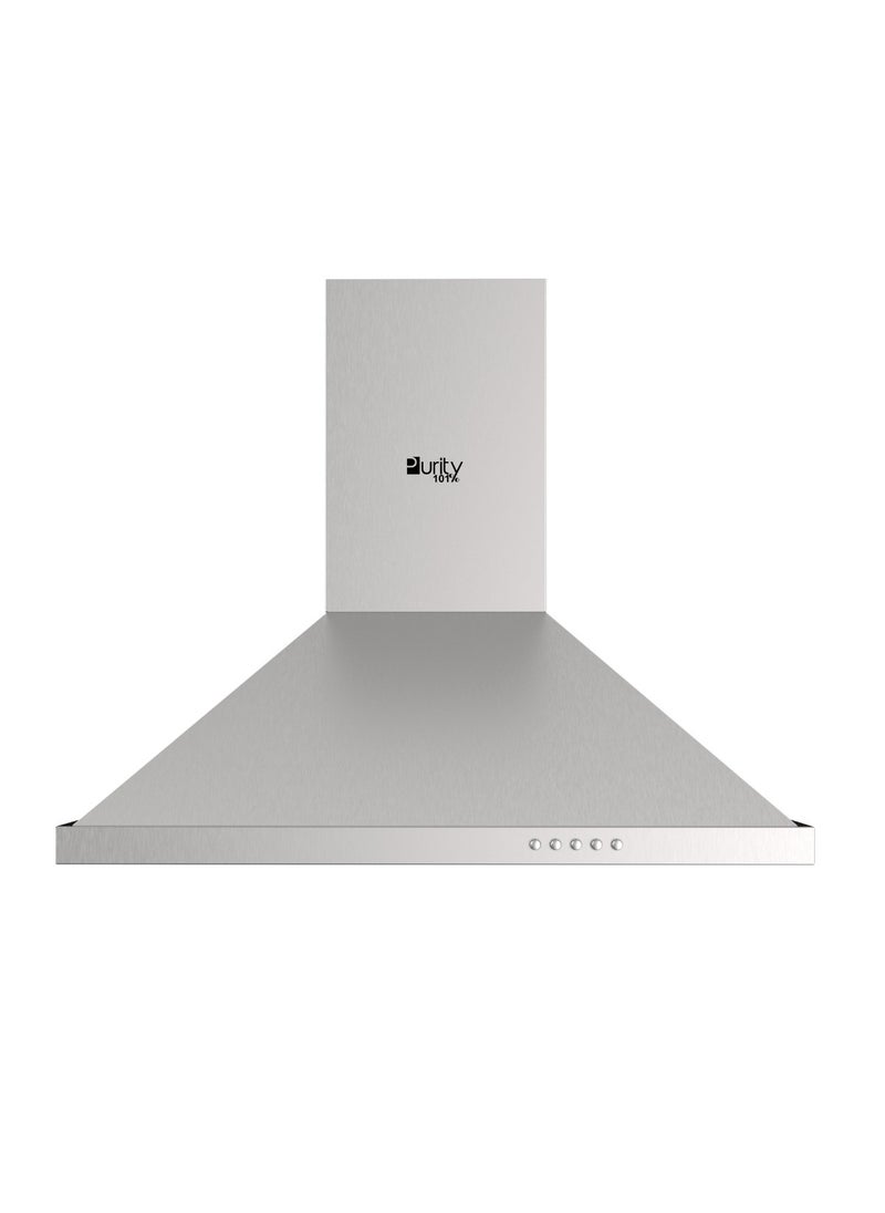 Purity - Kitchen Cooker Hood, 90 cm Wall-Mount, 650 m³/h Suction Power, 3-Speed Pyramid Design, LED Lighting, Silver Inox ( PANSY 90 X ) - Image 1