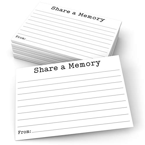 321Done Share a Memory Card (50 Cards) Typewriter Vintage 4" x 6" for Celebration of Life Birthday Anniversary Memorial Funeral Graduation Bridal Shower Game - Made in USA - White - Image 1