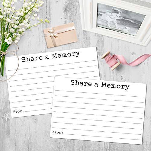 321Done Share a Memory Card (50 Cards) Typewriter Vintage 4" x 6" for Celebration of Life Birthday Anniversary Memorial Funeral Graduation Bridal Shower Game - Made in USA - White - Image 3