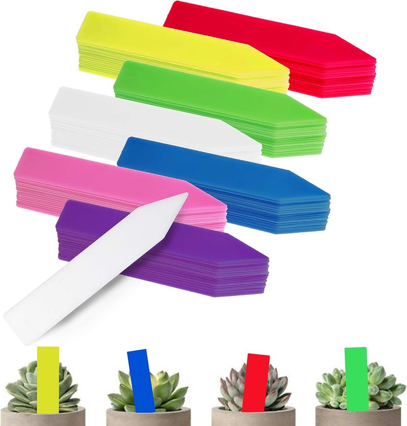 BEADNOVA Plant Labels 140pcs Plant Tags Multicolor Identification Stakes Plastic Labels for Pots Garden 4 Inch 7 Colors - Image 1