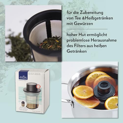 finum 63/421.41.00 Stainless Steel Loose-Leaf Floating Tea and Spice Infusing Basket, Large, Black - Image 4