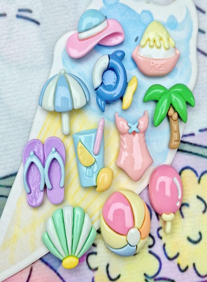 werdecade 55Pcs Slime Charms Cute Set 11 Styles Hawaii Mini Bulk Mixed Resin Charms Set Ornament Resin Flatback Craft for Summer Scrapbooking Jewelry Making Hairpin Decors (Colorful) - Image 2