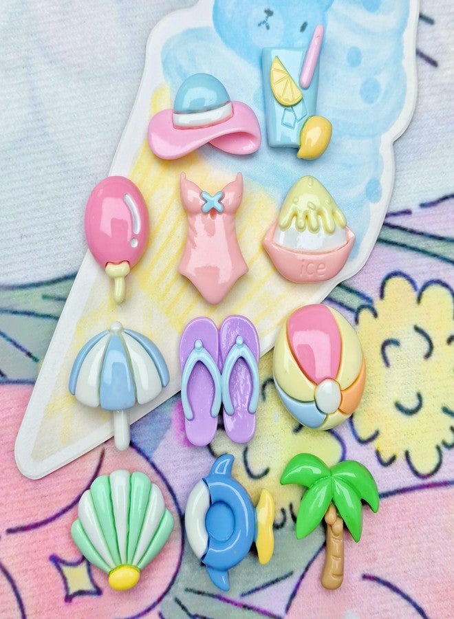 werdecade 55Pcs Slime Charms Cute Set 11 Styles Hawaii Mini Bulk Mixed Resin Charms Set Ornament Resin Flatback Craft for Summer Scrapbooking Jewelry Making Hairpin Decors (Colorful) - Image 3