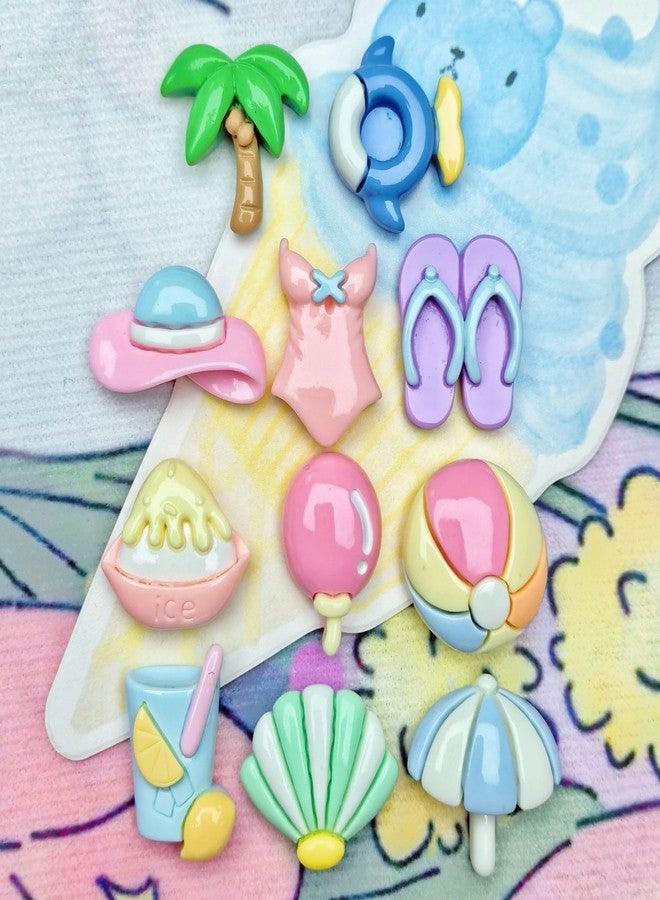 werdecade 55Pcs Slime Charms Cute Set 11 Styles Hawaii Mini Bulk Mixed Resin Charms Set Ornament Resin Flatback Craft for Summer Scrapbooking Jewelry Making Hairpin Decors (Colorful) - Image 4