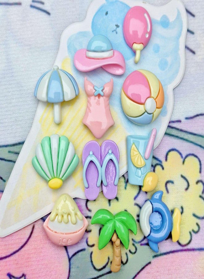 werdecade 55Pcs Slime Charms Cute Set 11 Styles Hawaii Mini Bulk Mixed Resin Charms Set Ornament Resin Flatback Craft for Summer Scrapbooking Jewelry Making Hairpin Decors (Colorful) - Image 5